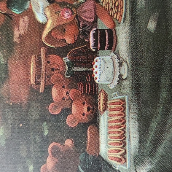 Picnic Family Bears Metal Tin Sign Baseball Outside Play Old Time Bike Park VTG - Picture 9 of 16